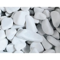 Декоративный камень мраморная белая галька 20-30 мм 25 кг