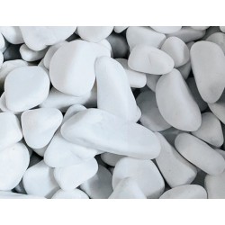 Декоративный камень мраморная белая галька 20-30 мм 25 кг