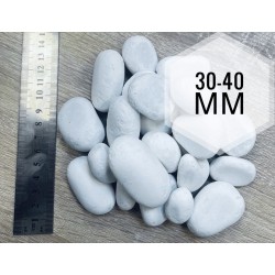 Декоративный камень мраморная белая галька 30-40 мм 10 кг