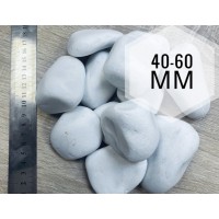 Декоративный камень мраморная белая галька 40-60 мм 25 кг